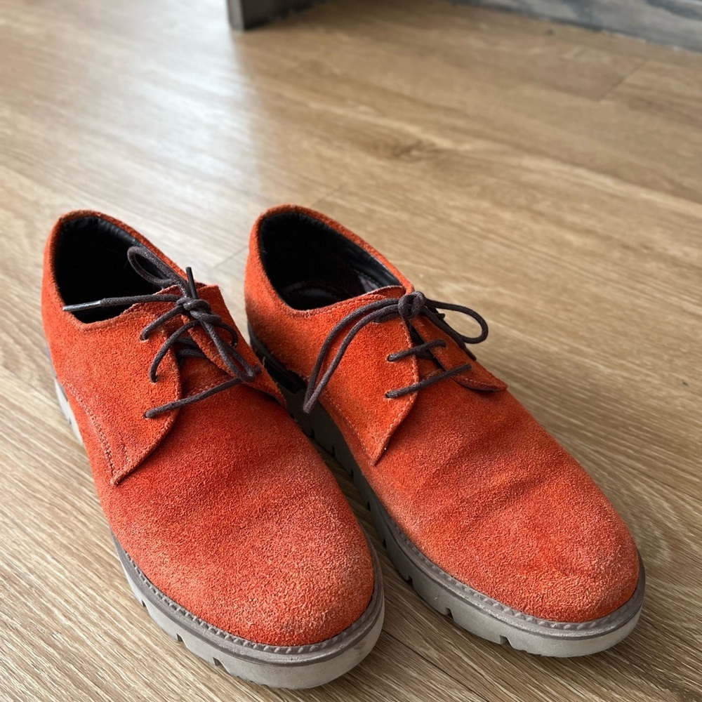 Women Burnt Orange Suede Lace-Up Shoes – Size 7 – Stylish & Bold - Picture 3 of 7